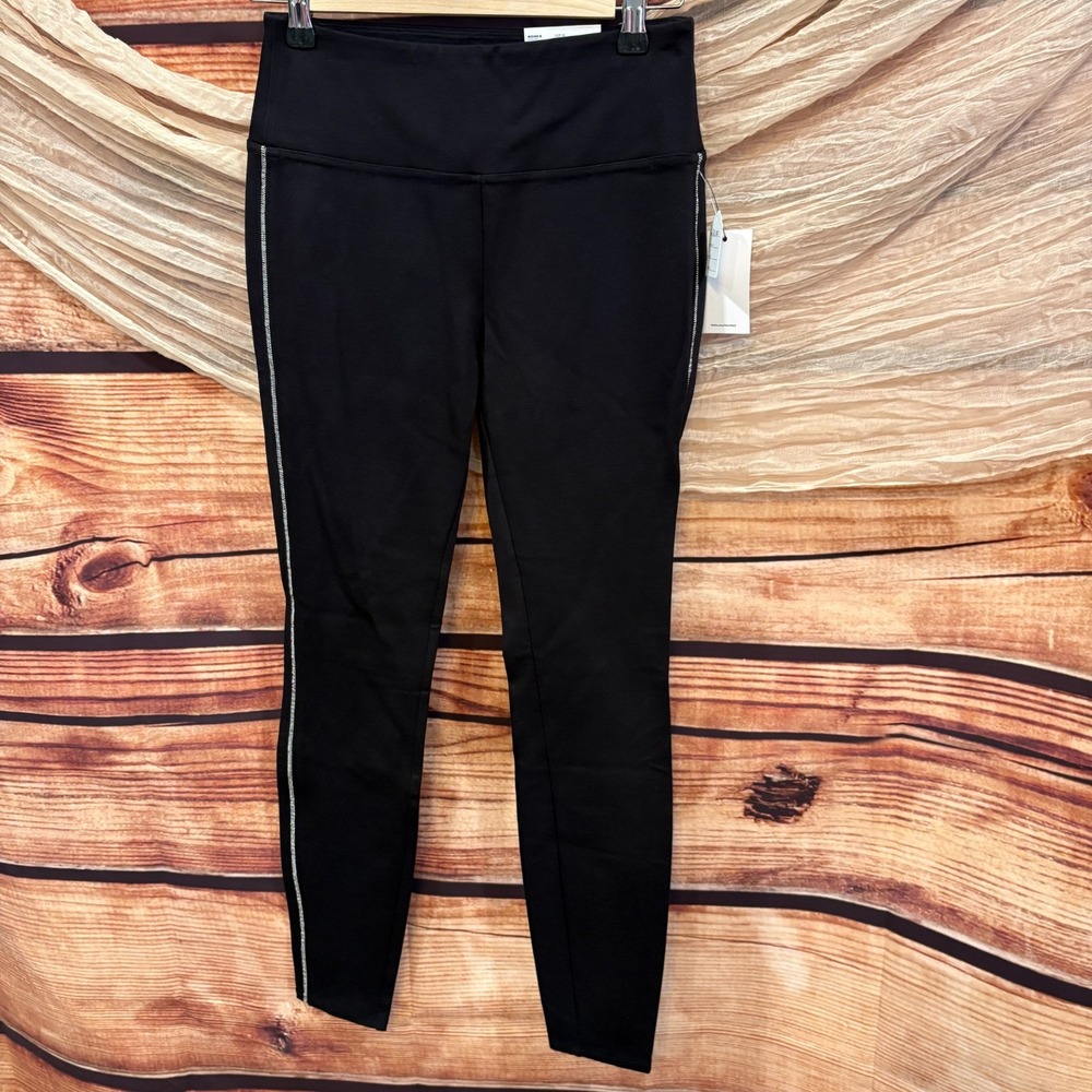 Nine West Womens Black Ponte‎ Pants / Classic Leggings Jeweled Stripes Sz XS NWT